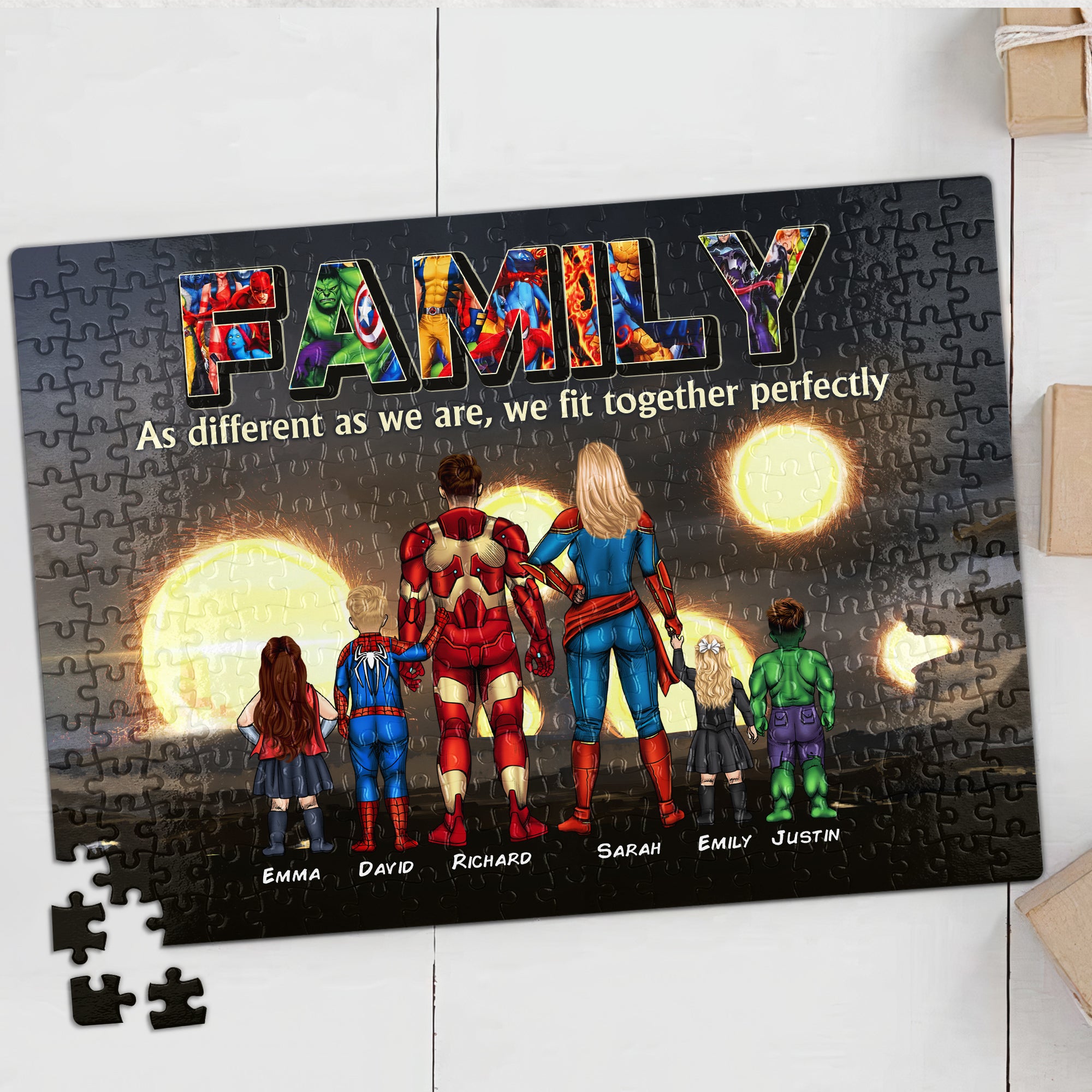 Family We Fit Together Perfectly 03nahn121223 Personalized Jigsaw Puzzle - Wood Sign - GoDuckee