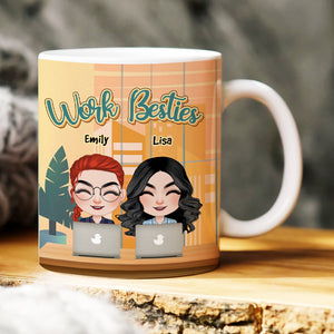Work Besties, Gift For Coworkers, Personalized Mug, Funny Coworker Friends Mug 01DNHN220623HH - Coffee Mug - GoDuckee