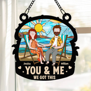 Personalized Gifts For Couple Window Hanging Suncatcher Ornament Summer Beach Couple 03ACDT080225PA - Ornament - GoDuckee