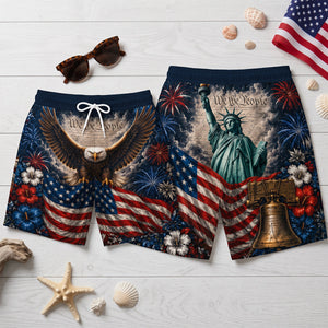 USA Patriotic Men's Beach Shorts - Personalized Gifts For Him 05totn040726 - Beach Shorts - GoDuckee