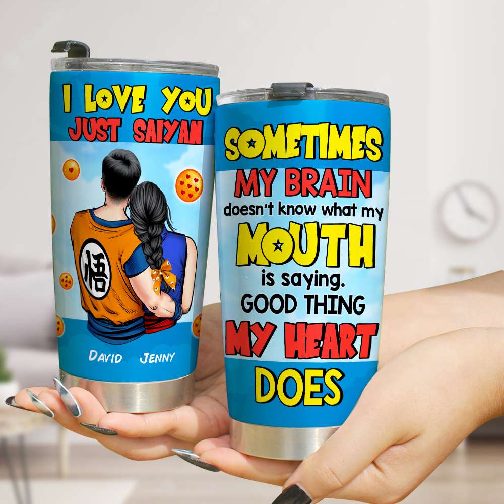 Sometimes My Brain Doesn't Know What My Mouth Is Saying, Personalized Couple Tumbler 01QHHN230623HH - Tumbler Cup - GoDuckee