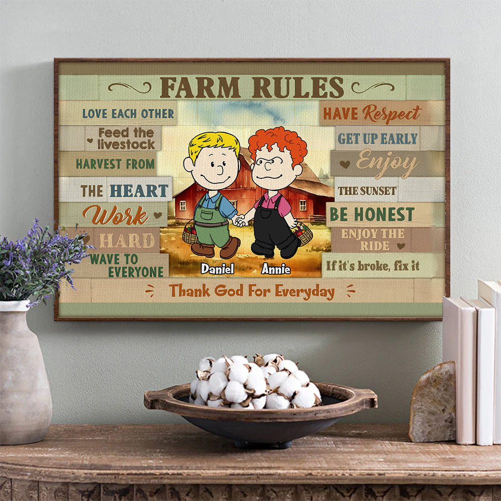 Personalized Gifts For Farmer Couples Canvas Print Farm Rules 02KALU150125HG - Poster & Canvas - GoDuckee