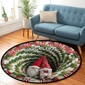 Gnome Couple Quilted Round Mat - Personalized Gifts For Couple 01naqn131025 - Doormat - GoDuckee