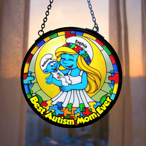 Personalized Gifts For Autism Mom Stained Glass, Blue Character 01tgpu210225 - Ornament - GoDuckee