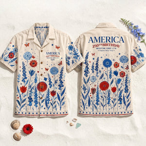Subtle Folk Flowers Patriotic USA Hawaiian Shirt, Personalized Gifts For Patriots 02qhlu030626