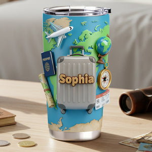 Adventure Awaits Travel Tumbler - Personalized Gift For Travel Lovers 05KILU060126 - Tumbler Cup - GoDuckee