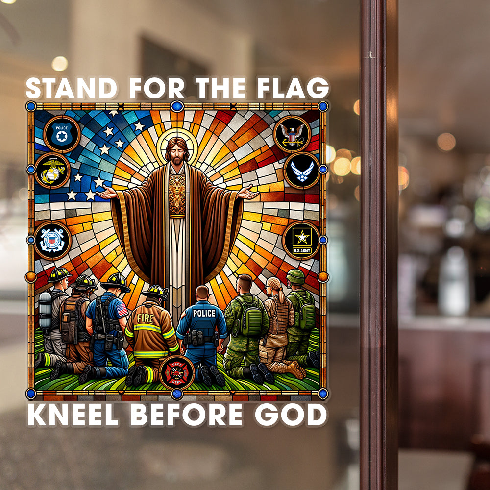 Gifts For First Responders Plastic Decal, Stand For The Flag Kneel Before God 02QHQN160824 - Decal Sticker - GoDuckee