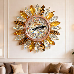Sunflower Family Acrylic Hanging Wall Clock – Personalized Gifts For Grandma 02naqn221225 - Hanging Wall Clock - GoDuckee