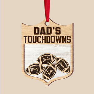 Dad's Touchdowns, Personalized Christmas Shaker Ornament, American Football, Gift For Dad/Grandpa - Ornament - GoDuckee