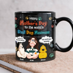 Personalized Gifts For Mom Black Coffee Mug - Dog Mom & Her Furry Babies 03KALU060225PA - Coffee Mug - GoDuckee