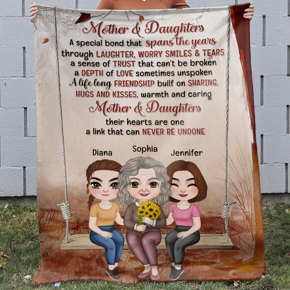Their Hearts Are One A Link That Can Never Be Undone-Personalized Blanket-Gifts For Mom- Mom And Children Blanket - Blanket - GoDuckee