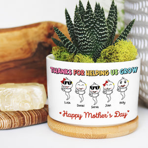 Personalized Gift For Mom Plant Pot Helping Us Grow - Plant Pot - GoDuckee