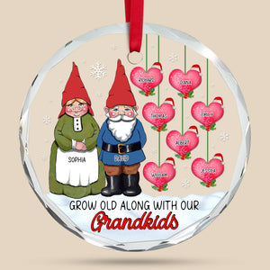 Personalized Gifts For Grandparents, Gnome Grandparents Christmas Crystal Ornament 03OHQN121024 - Ornament - GoDuckee