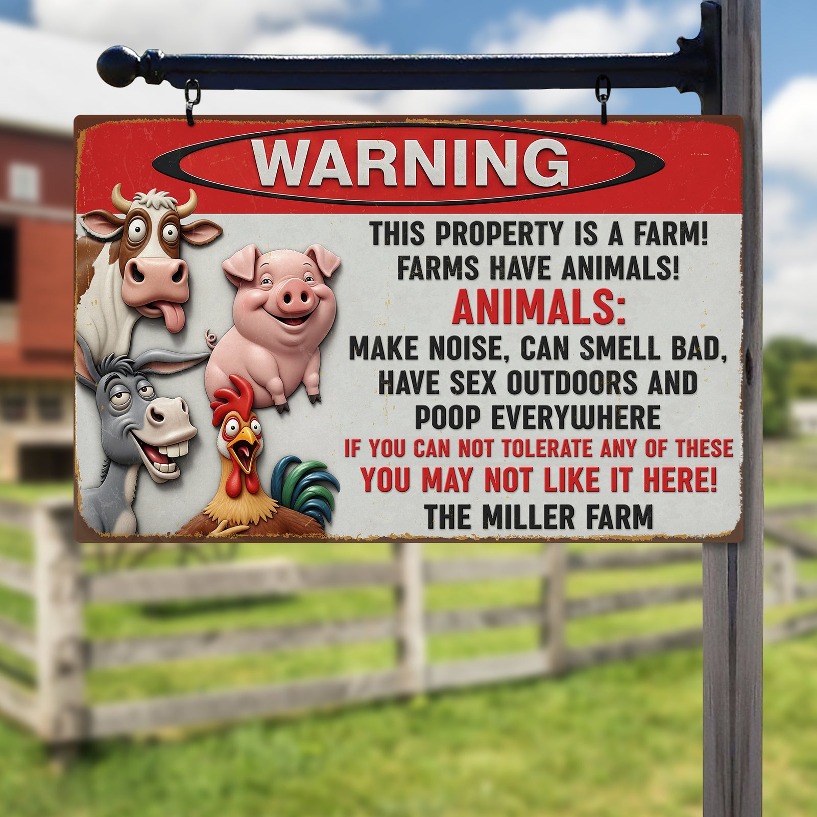 Funny Farm Animals Metal Sign – Personalized Gifts For Farmer 05naqn251125 - Metal Signs - GoDuckee