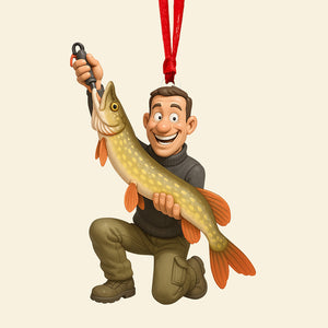 Funny Caricature Christmas Ornament – Custom Photo Gifts for Fishing Lovers 05ohqn180825 - Ornament - GoDuckee