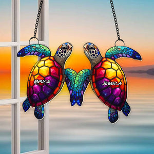 Ocean Soulmates Turtle Suncatcher Ornament - Personalized Gifts For Couple 05TOLU080725 - Ornament - GoDuckee