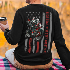 Ride Together Stay Together, Personalized Shirt, Skull Couple Rose Bike Shirt, Gift For Loved One - Shirts - GoDuckee