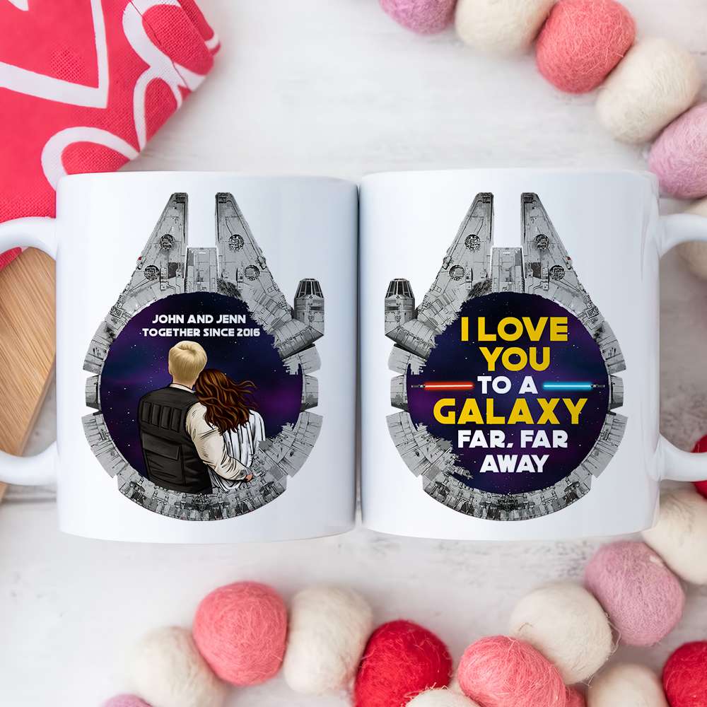 I Love You To A Galaxy, Couple Gift, Personalized White Mug, Couple Coffee Mug, Anniversary Gift 04QHQN011223HH-01 - Coffee Mug - GoDuckee