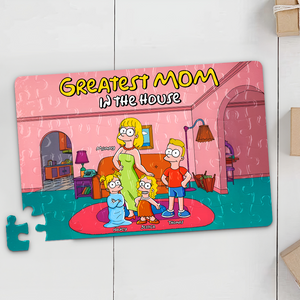 Greatest Cartoon Mom Jigsaw Puzzle - Personalized Gifts For Mom 04TOPU080425PA - Jigsaw Puzzles - GoDuckee
