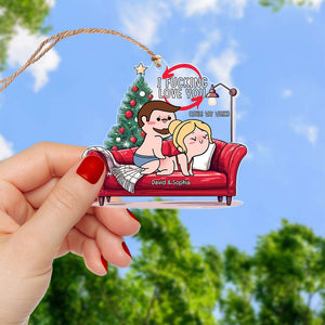 Personalized Gifts for Couple, Naughty Couple On Sofa Acrylic Ornament 02TOQN060824HH - Ornament - GoDuckee