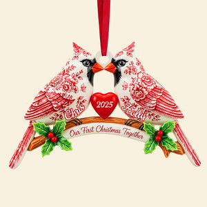 Couple Cardinal Toile de Jouy Ornament - Personalized Gifts For Couple 02pgta060925 - Ornament - GoDuckee