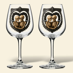Skull Couple Wine Glass - Personalized Gifts For Couple 02OHDT300825 - Wine Glass - GoDuckee