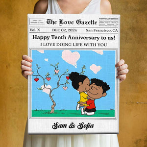 Personalized Gifts For Couples Canvas Happy Anniversary Newspaper 01TGMH191224HG - Poster & Canvas - GoDuckee