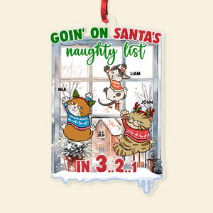 Goin' On Santa's Naughty List, Personalized Funny Cats Ornament, Christmas Gift For Cat Lovers - Ornament - GoDuckee