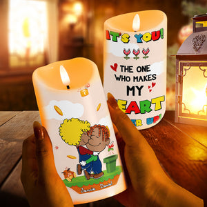 Personalized Gift For Couples LED Candle Hugging Cartoon Couple 03KALU261224HG - Led Candle - GoDuckee