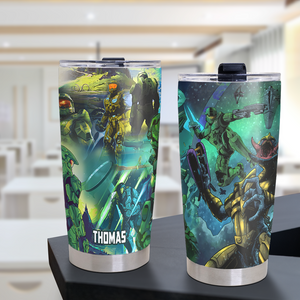 Halo Infinite Science - Fiction Artwork - Hawaiian 20oz Tumbler, Aloha Tumbler - Tumbler Cup - GoDuckee