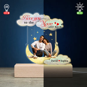 Personalized Gifts For Couple 3D Led Light I Love You To The Moon And Back - Led Night Light - GoDuckee