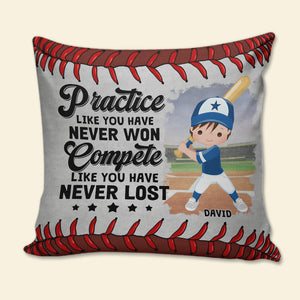Compete Like You Have Never Lost Personalized Baseball Square Pillow 01OHTN270723 - Pillow - GoDuckee