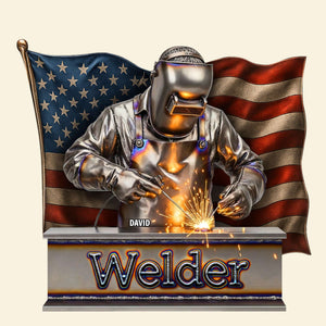 Proud American Welder Acrylic Plaque - Personalized Gifts For Welder 03QHTN100625 - Shaped Plaques - GoDuckee