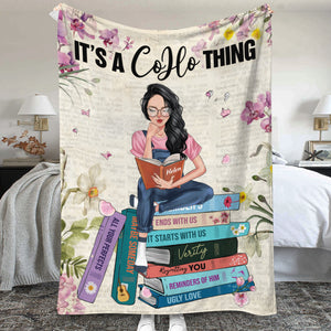 Gift For Book Lover, Personalized Blanket, Girl Reading Book Blanket 05HUHN280623TM - Blanket - GoDuckee