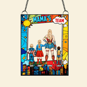 Personalized Gifts For Mom Suncatcher Ornament 03qhtn260225pa Mommy's Team - Ornament - GoDuckee