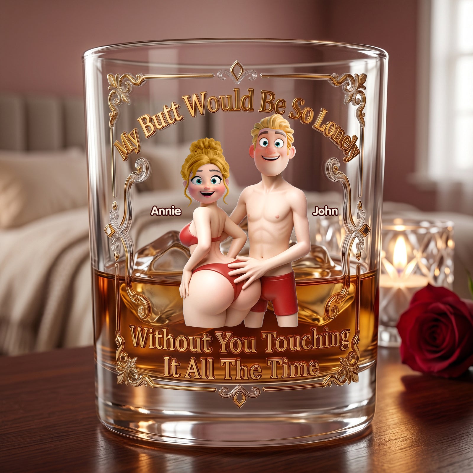 Playful Couple Round Glass - Personalized Gifts For Couples 05OHLU260626 - Glass - GoDuckee