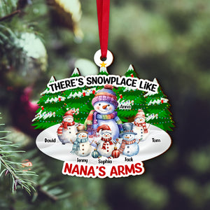 There's Snowplace Like Nana's Arms, Personalized Wood Ornament, Christmas Gift For Grandma - Ornament - GoDuckee