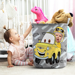 Personalized Custom Photo Gifts For Kids Driving Car Laundry Basket 02KAPU031224 - Laundry Basket - GoDuckee