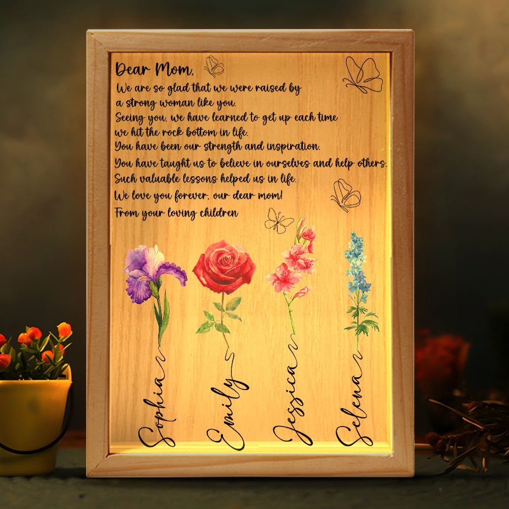 Personalized Gift For Mom Light Photo Frame Birth Month Flower - Canvas Print - GoDuckee