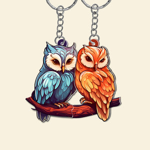 Personalized Owl Couple Keychains - Couple Gift - Keychains - GoDuckee