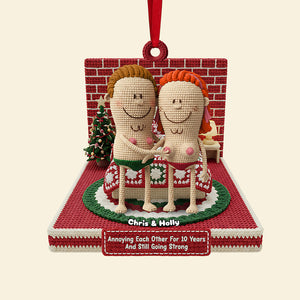 Personalized Gifts For Christmas, Knitting Funny Couple Acrylic Ornament 02nata241025 - Ornament - GoDuckee