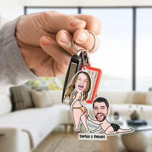 Funny Naughty Couple- Upload Photo- Personalized Keychain- Gift For Couple - Keychains - GoDuckee