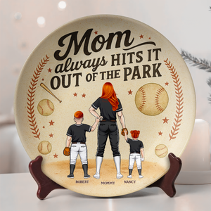 Baseball Mom Ceramic Round Plate - Personalized Gift For Mom 04TGPU140425PA - Ceramic Round Plate - GoDuckee