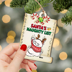 Santa's Naughty List, Personalized Wood Ornament, Christmas Gift For Cat Lovers - Ornament - GoDuckee