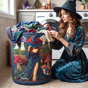 Mushroom Nature Alchemist Quilted Laundry Basket, Personalized Gifts For Witch 03qhtn220726