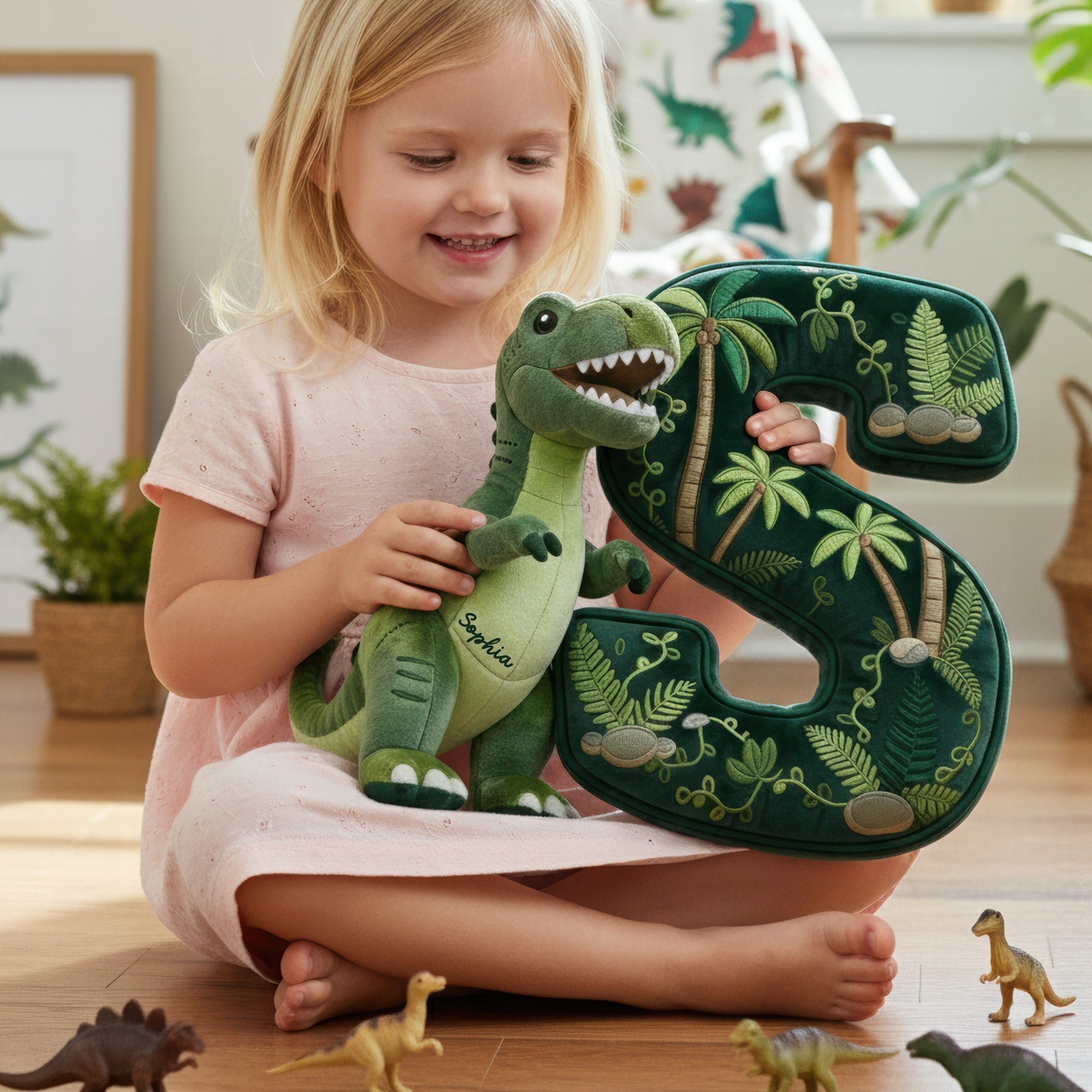 Alphabet Initial T-Rex Custom Shape Pillow - Personalized Gifts For Kids 01pgqn101225 - Pillow - GoDuckee