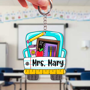 Personalized Blue School Stuffs Keychain Gift For Teacher - Keychains - GoDuckee