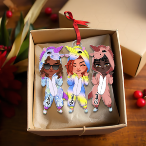 Personalized Gift For Friends Ornament, Besties In Unicorn Pajamas 03qhhu221124hh - Ornament - GoDuckee