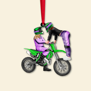 Motocross Couple, Personalized Acrylic Ornament, Gift For Christmas - Ornament - GoDuckee