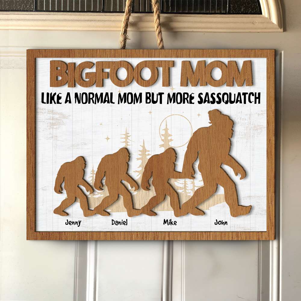 Personalized Gifts For Mom Wood Sign Sassquatch Bigfoot Mom - Wood Signs - GoDuckee